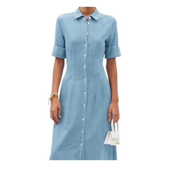 NWT Staud Joan Shirtdress in Light Wash Chambray  size 0 - Picture 3 of 10